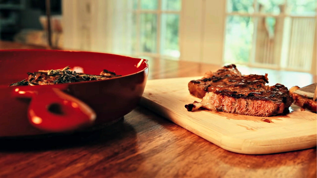 Recipe Idea: Pan-Seared Bone-In Ribeye Steaks with Shallot Rosemary Butter